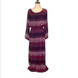 Curations Caravan Dress Convertible Elastic Maxi Purple M Bare Shoulder